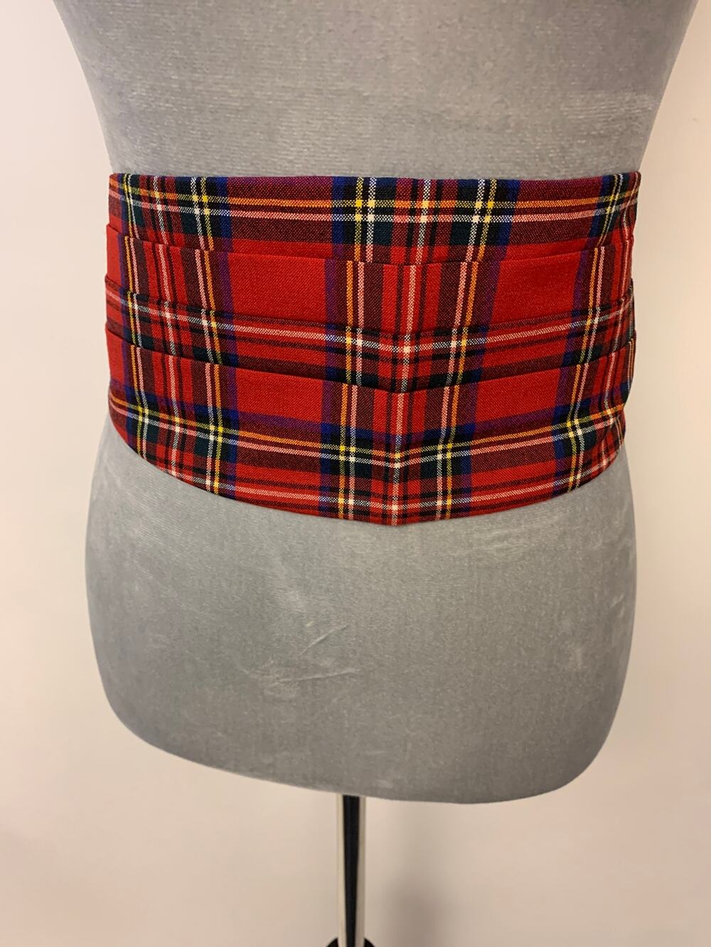 J.H.Buckingham & Co London Red Tartan Cummerbund Vintage Pleated Formal